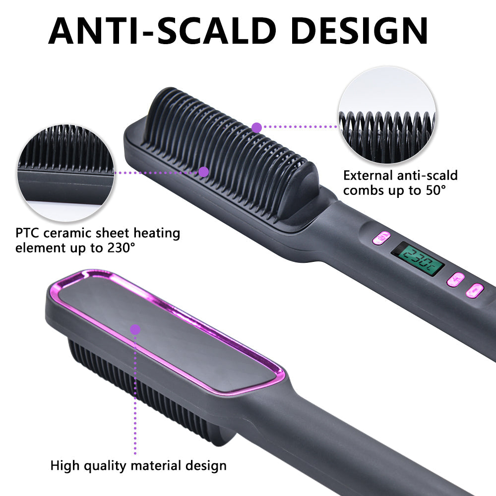 Electric Hot Comb Multifunctional Straight Hair Straightener Comb Negative Ion Anti-Scalding Styling Tool Straightening Brush - Elite Hub Essentials