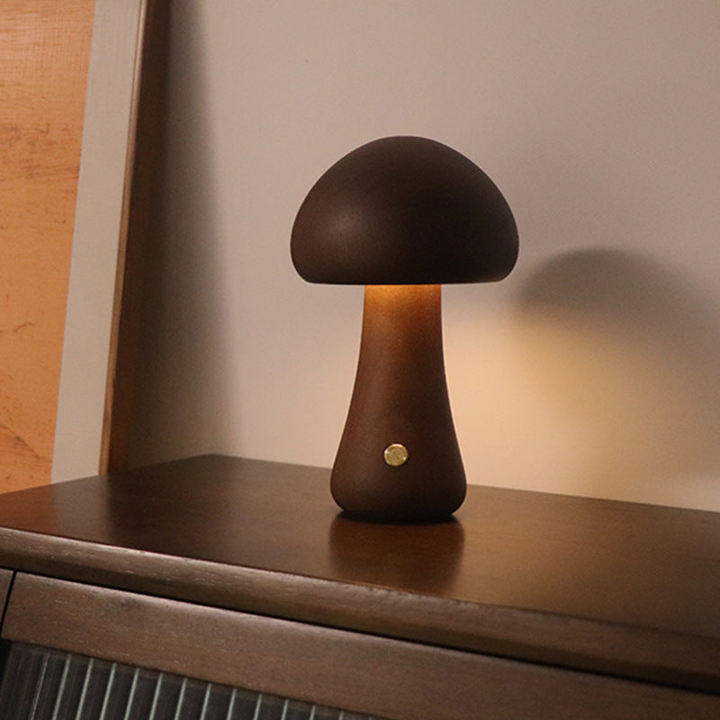 INS Wooden Cute Mushroom LED Night Light With Touch Switch  Bedside Table Lamp For Bedroom Childrens Room Sleeping Night Lamps Home Decor - Elite Hub Essentials