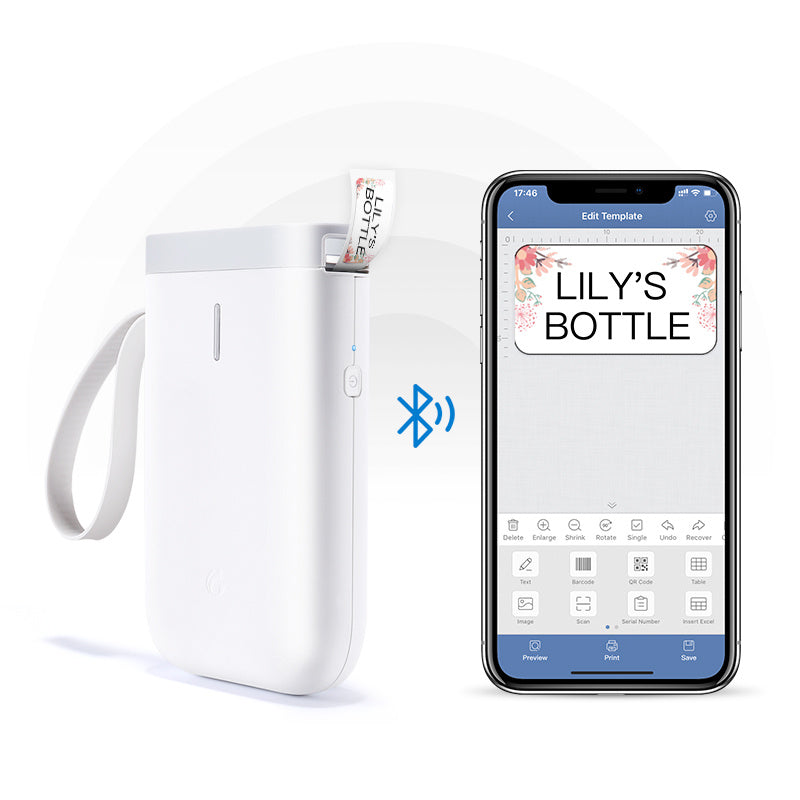 D11 Label Printer Bluetooth Household Non Drying Label Machine Fast Printing Home Use Office - Elite Hub Essentials