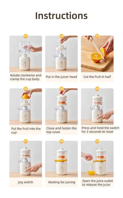 Multifunctional Wireless Electric Juicer Steel Orange Lemon Blender USB Portable Mini Fruit Squeezer Pressure Juicer Kitchen - Elite Hub Essentials