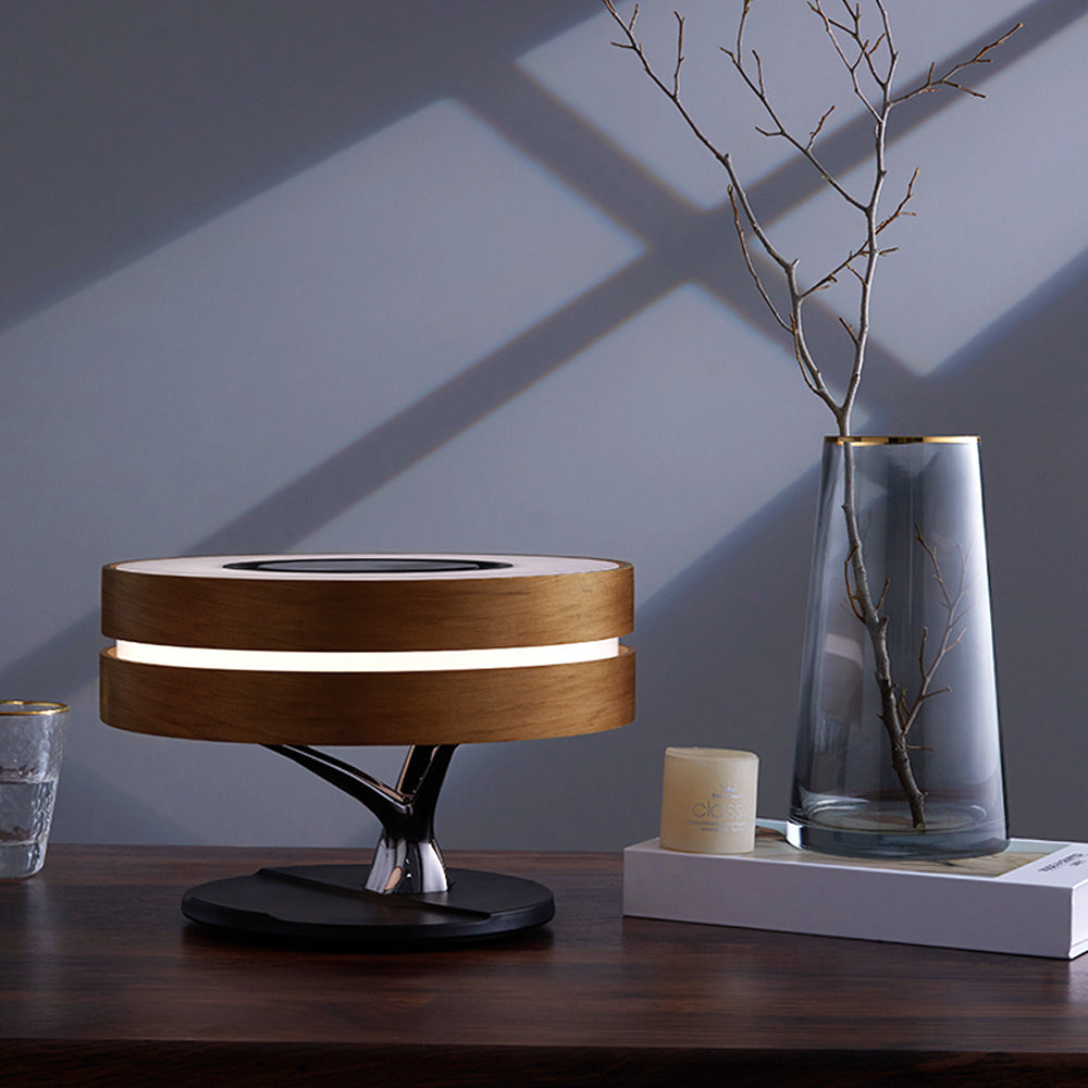 Round Intelligent Music Bluetooth Speaker Bed Lamp WiFi Circle Tree Of Led Light Wireless Charging For Living Room - Elite Hub Essentials