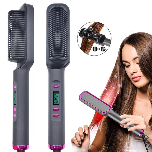 Electric Hot Comb Multifunctional Straight Hair Straightener Comb Negative Ion Anti-Scalding Styling Tool Straightening Brush - Elite Hub Essentials