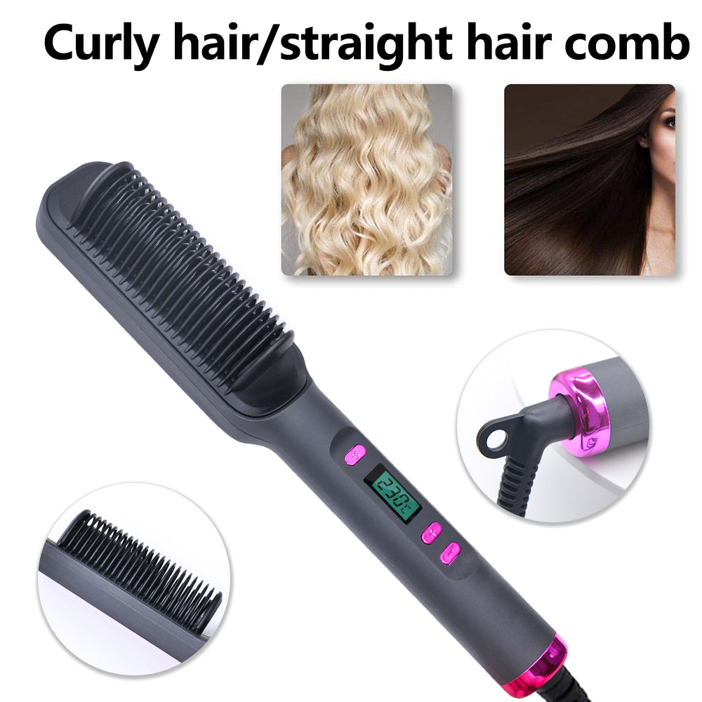 Electric Hot Comb Multifunctional Straight Hair Straightener Comb Negative Ion Anti-Scalding Styling Tool Straightening Brush - Elite Hub Essentials