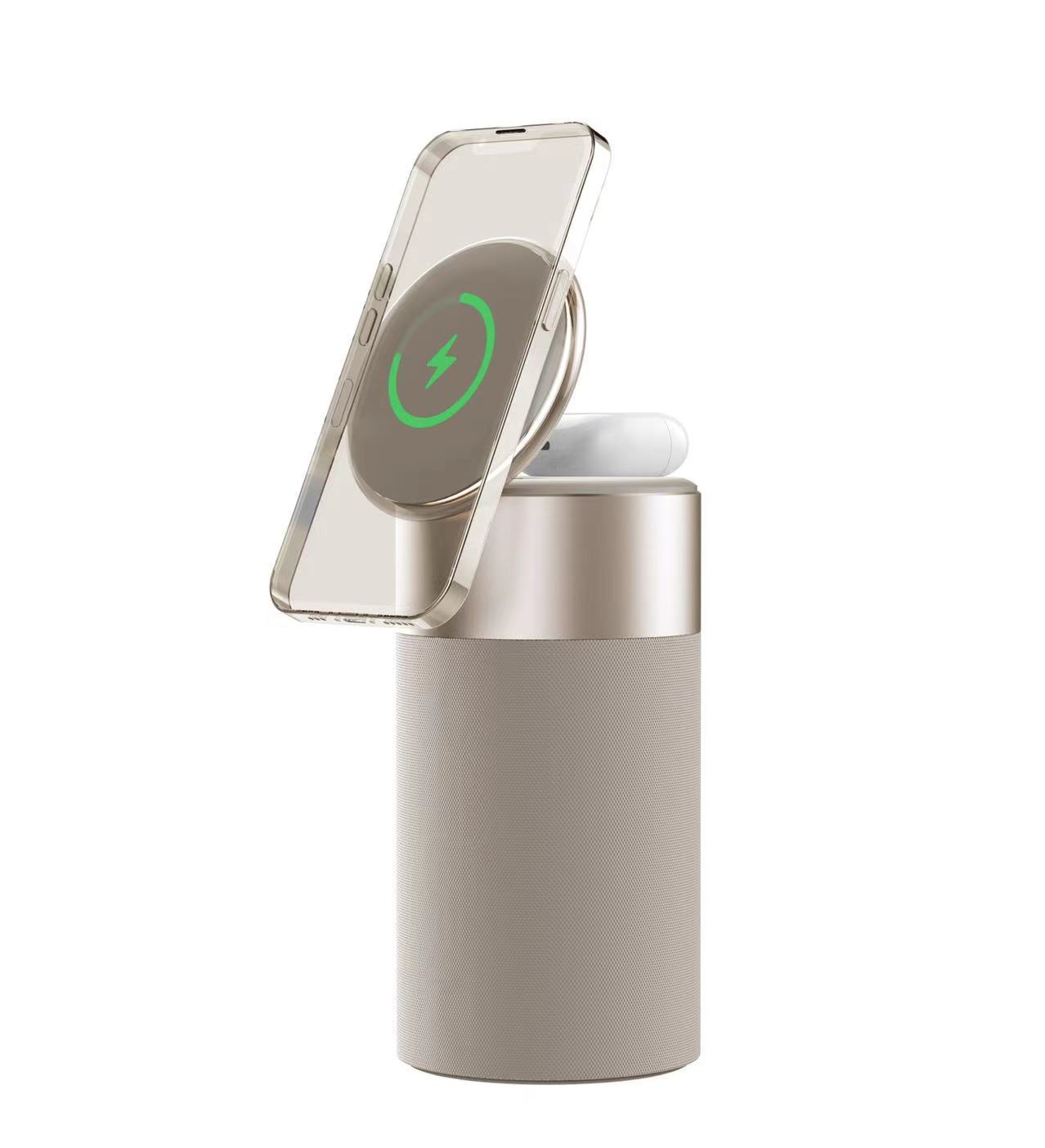 3 In 1 Multi-Function IPhone And AirPods Wireless Charger Portable Bluetooth Speaker With Touch Lamp For Home And Office - Elite Hub Essentials